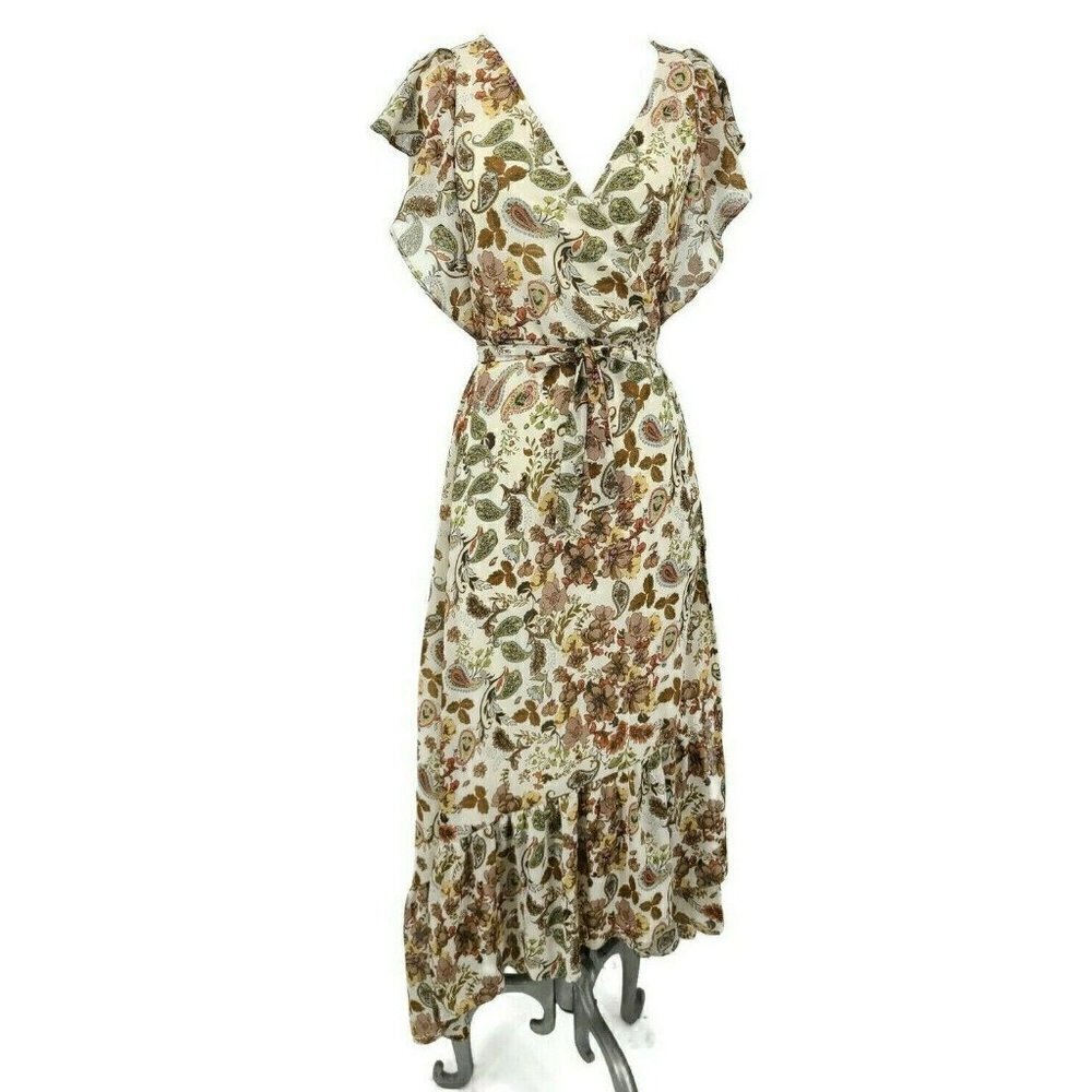 Drew Floral Terra Vintage Garden Maxi Wrap Dress Womens M Paisley
